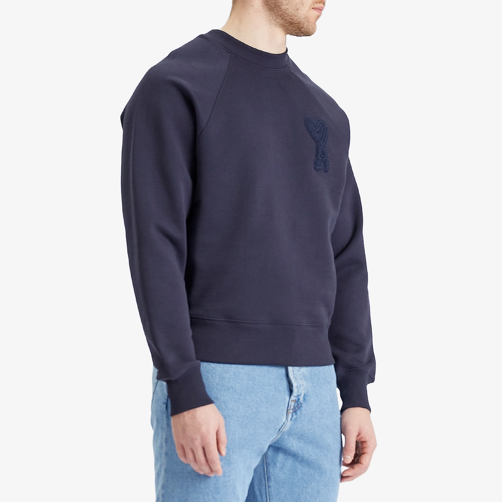 AMI Paris Men's Woven Logo Sweatshirt Navy Blue